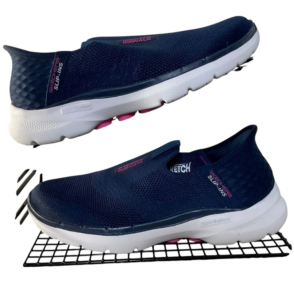Skechers Slip-ins GoWalk 6 Fabulous View Navy Pink Hands Free Womens 6 - Picture 2 of 12